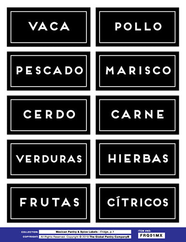 SPANISH fridge labels