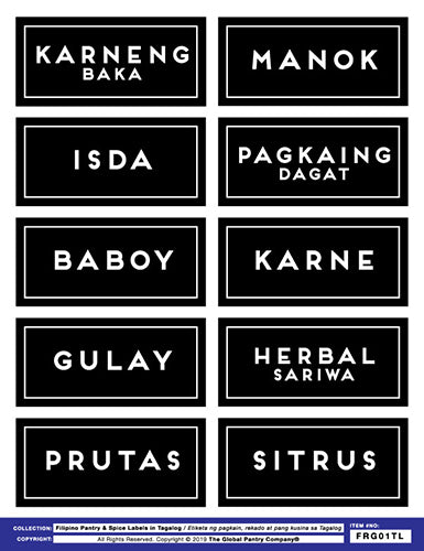 Tagalog fridge labels