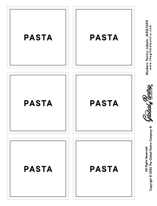 CLEAR square pantry label - Pasta