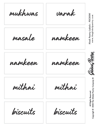 Indian Spice Labels (clear) – Global Pantry Company